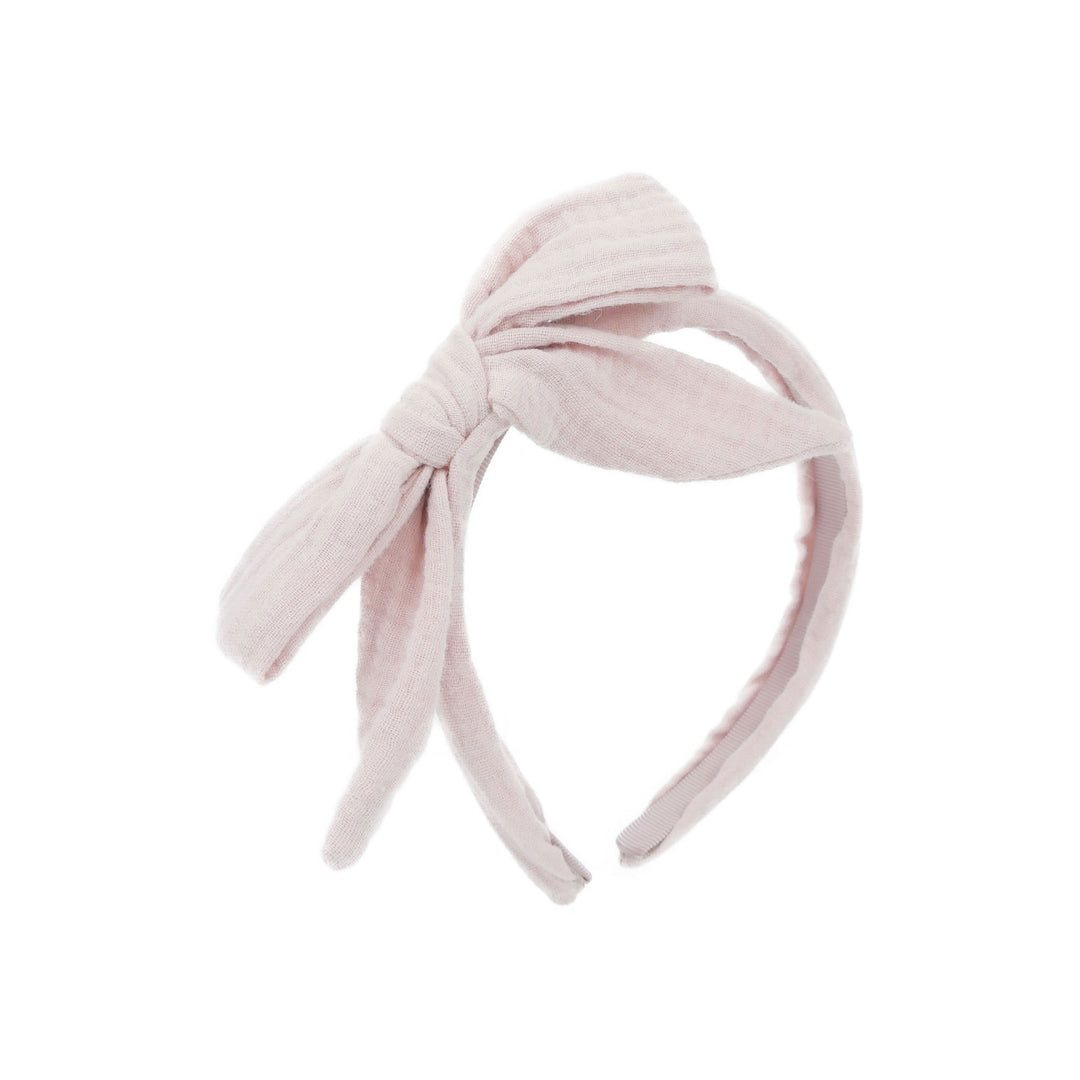 Headband with oversize muslin bow| powder